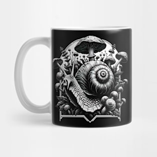 Monochromatic Skull Snail Overgrown Mushrooms Mug